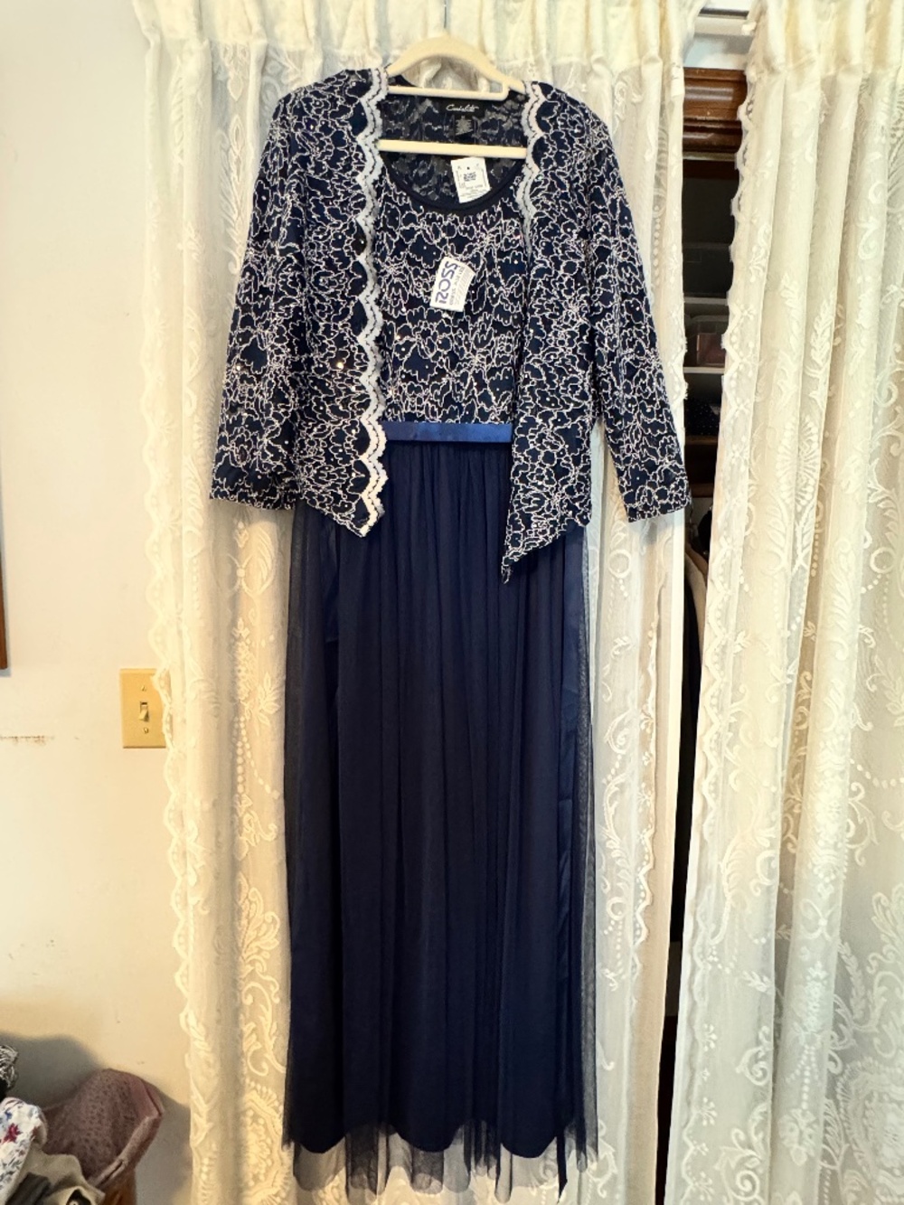 Candalite Navy Blue Sequin gown, M